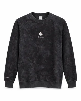 Men's Black Leaf Print Crewneck Sweatshirt