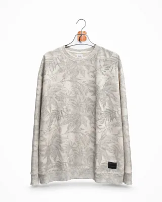 Men's Leaf Print Crewneck Sweatshirt - Style 77003