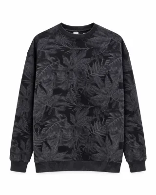 Men's Leaf Print Crewneck Sweatshirt - Style 77003