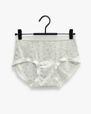 Women's Floral Mesh-Panel High-Waist Briefs - Style 6156
