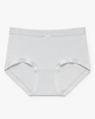 Women's Smooth High-Waist Briefs with Logo Trim - Style 33016