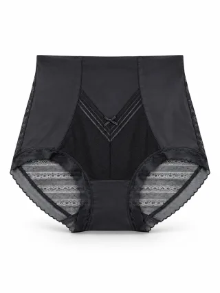 Women's High-Waist Sheer-Mesh Shaping Briefs with V-Panel - Style 1036