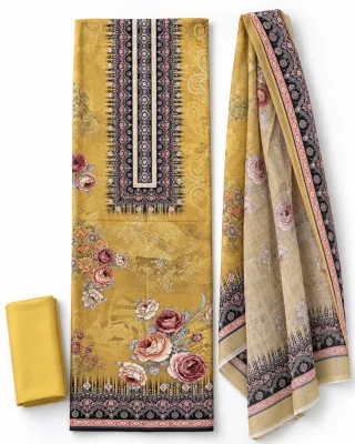 Zam Zam Mustard Rose Scroll Panel