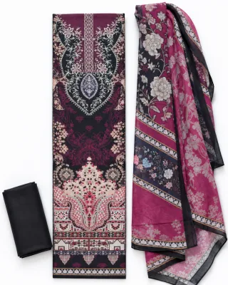 Zam Zam Magenta Plum Damask Navy