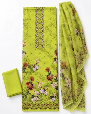 Zam Zam Lime Green Lattice Floral