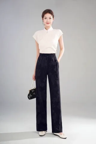 High Quality Midnight Black Straight-Leg Trousers