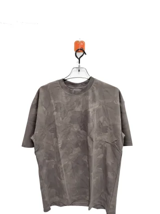 Men's Medium Grey Leaf Print Short Sleeve T-Shirt