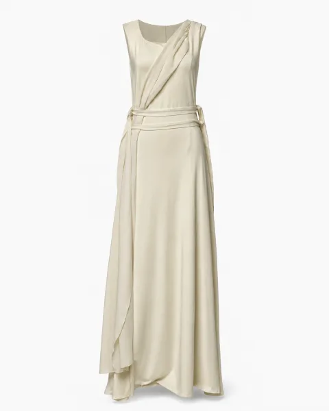 Draped Wrap Satin Gown