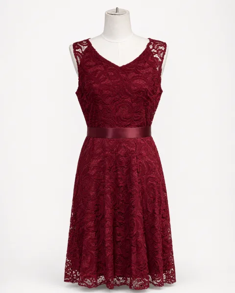 Lace Bow Belt Midi Dress