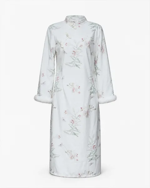 Cheongsam Fur Cuff Dress