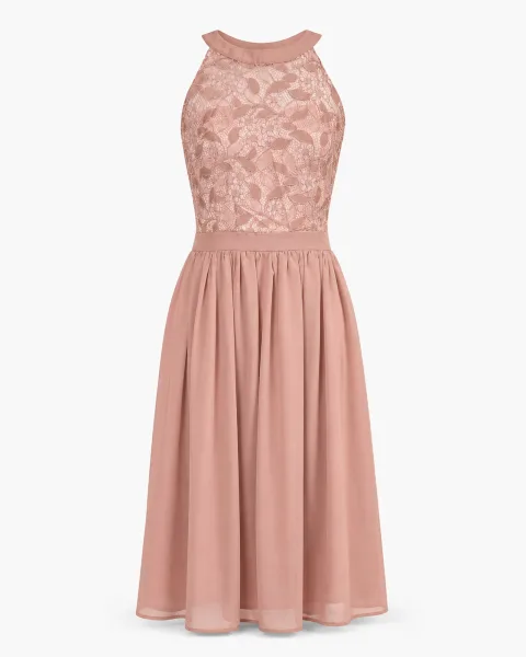 Halter Lace Bodice Chiffon Midi