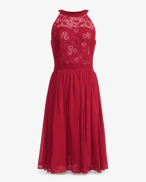 Halter Lace Bodice Chiffon Midi - alternate view