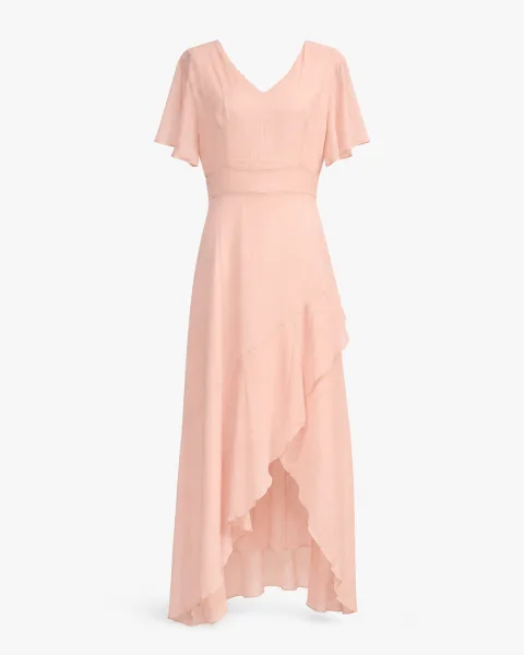 Flutter Sleeve Chiffon Hi-Lo Dress