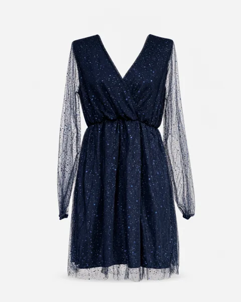 Glitter Tulle Wrap Mini Dress - alternate view