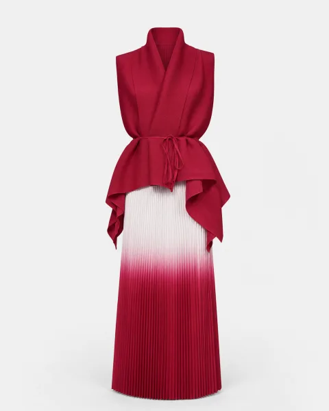 Wrap Top Ombre Pleated Skirt Set - alternate view