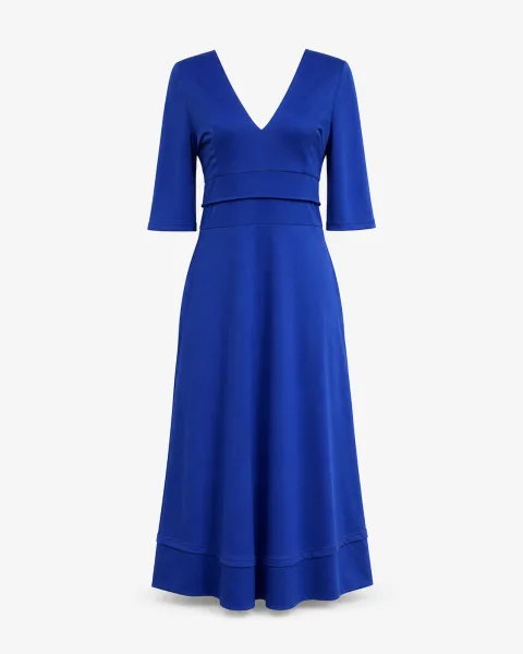 V-Neck A-Line Midi Dress - alternate view