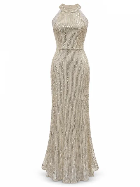 Halter Sequin Bodycon Gown