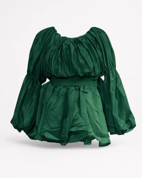 Puff Sleeve Crop Peplum Skirt Set - alternate view