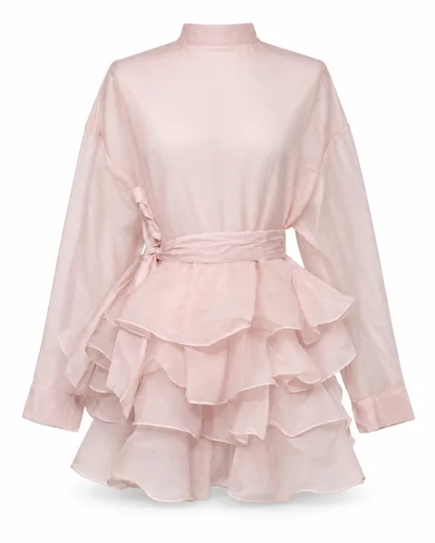 Sheer Organza Ruffle Top