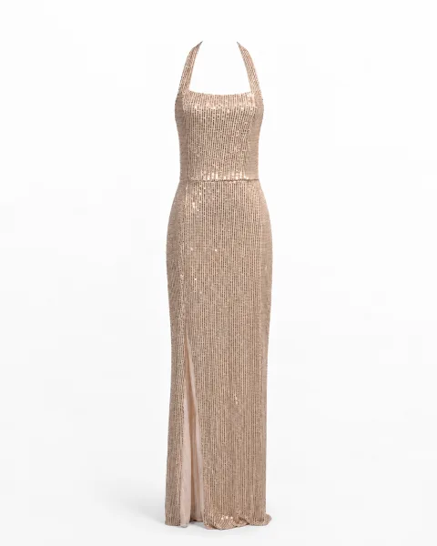 Halter Sequin Bodycon Gown - alternate view