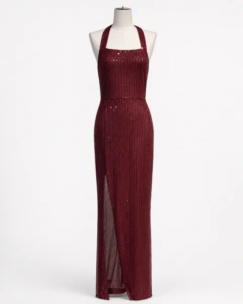 Halter Sequin Bodycon Gown