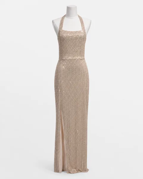 Halter Sequin Bodycon Gown - alternate view