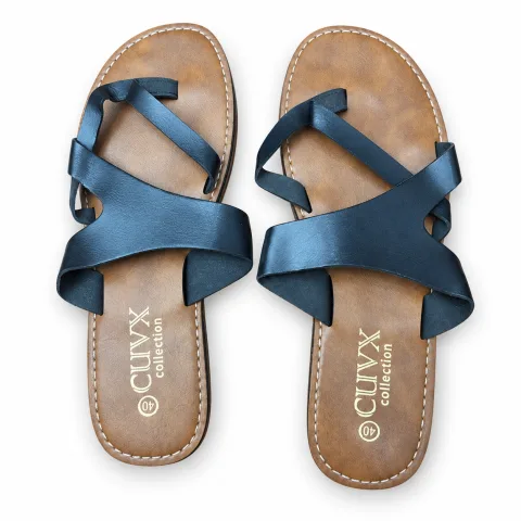 Asymmetric Strap Flat Slide Sandals - বিকল্প ছবি