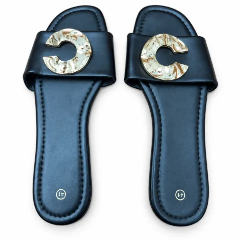 Crystal-Style Buckle Flat Slide Sandals - বিকল্প ছবি