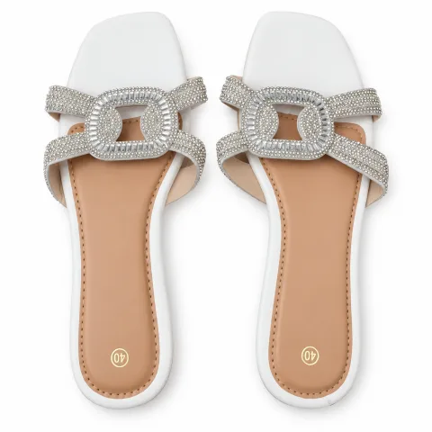 Oval Rhinestone Double-Strap Slides - বিকল্প ছবি