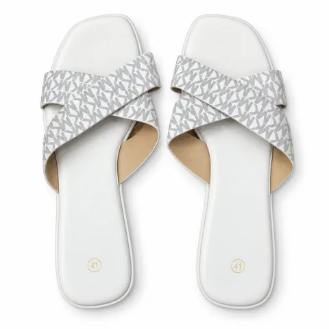 Glitter Cross-Strap Flat Slides