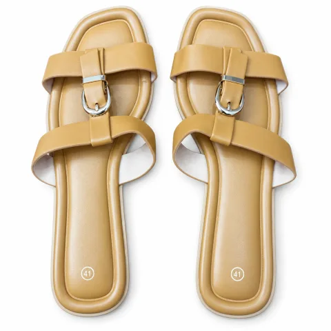 Double-Buckle Cross-Strap Flat Slides - বিকল্প ছবি
