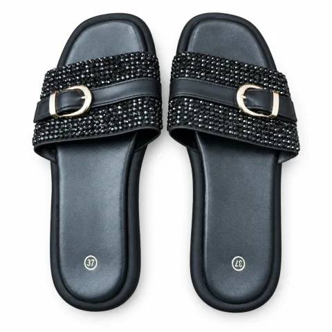Rhinestone Double-Band Buckle Slides - বিকল্প ছবি