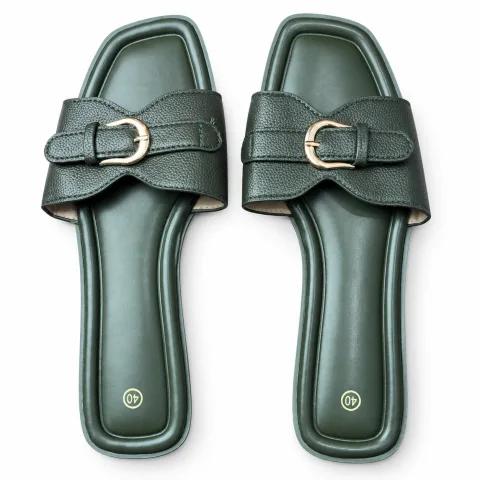 Double-Band Buckle Flat Slides