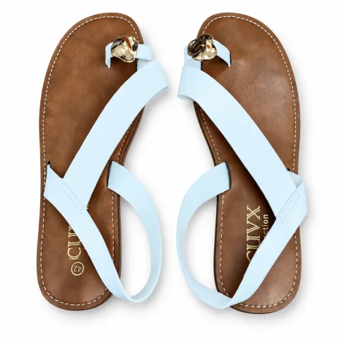 Slim-Strap Ankle-Buckle Flat Sandals