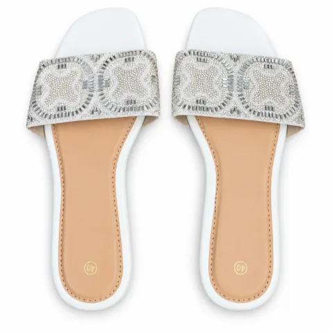 Scroll-Pattern Rhinestone Flat Slides