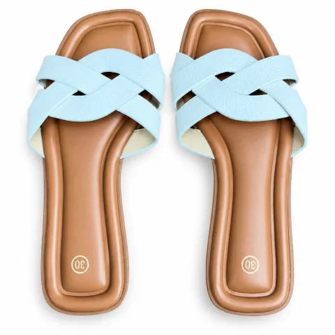 Woven Cross-Strap Flat Slide Sandals