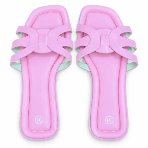 Looped Strap Flat Slide Sandals - বিকল্প ছবি
