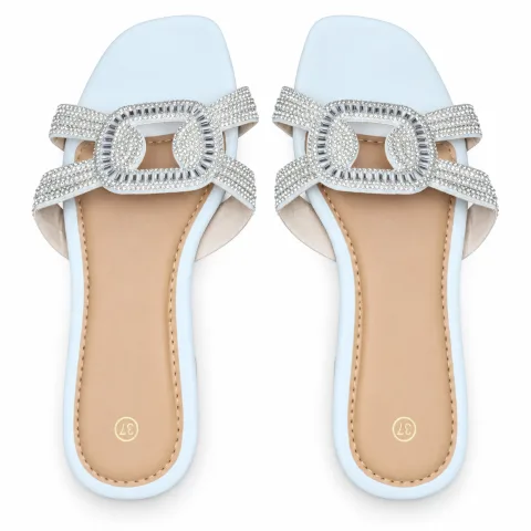 Oval Rhinestone Double-Strap Slides - বিকল্প ছবি