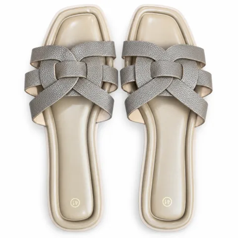 Textured Woven-Strap Flat Slides - বিকল্প ছবি