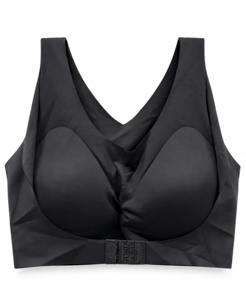 Padded Bra with Wide Straps and Hook-and-Eye Closure