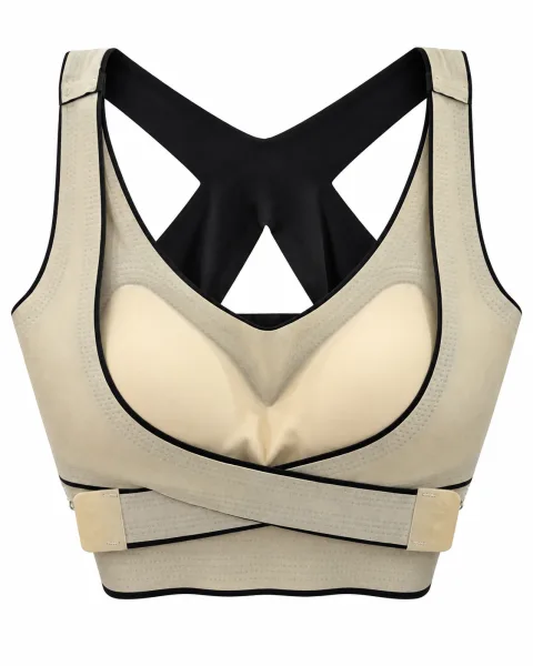 Padded Cross-Back Bra with Wraparound Bands