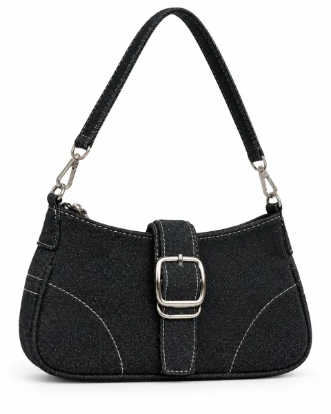 Denim Chain Buckle Bag