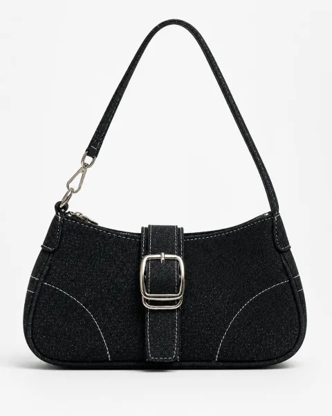 Denim Chain Buckle Bag