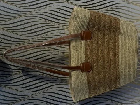 Striped Straw Beach Tote