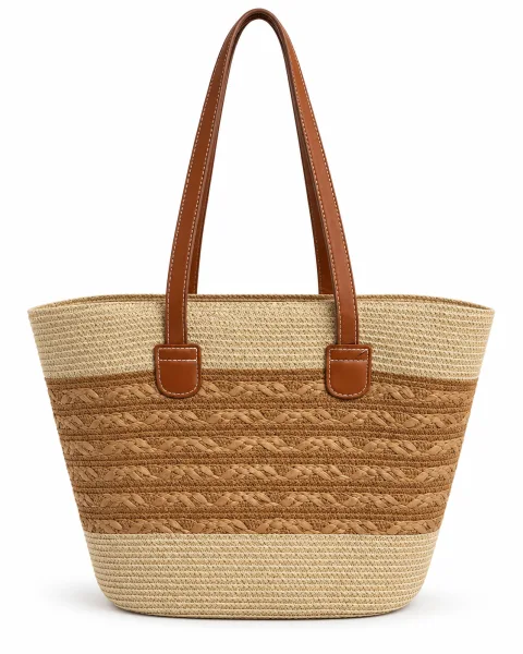 Striped Straw Beach Tote