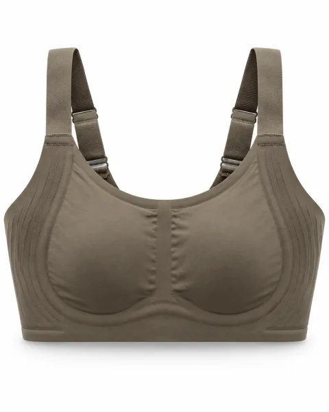 Women's Ribbed-Panel Full-Cup Bra with Wide Straps