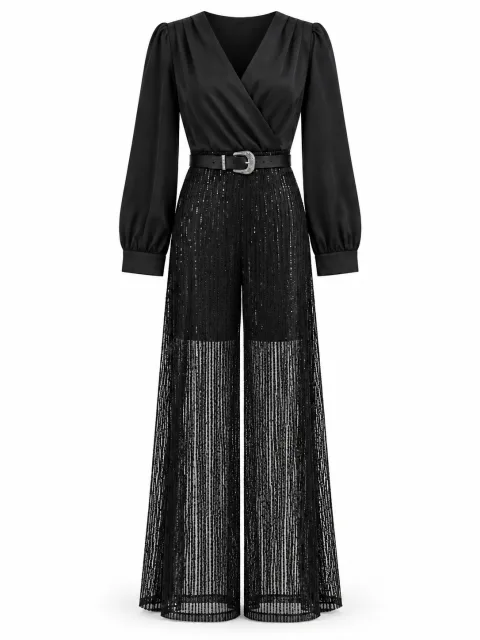 Belted Satin & Sequin Trouser Outfit - বিকল্প ছবি