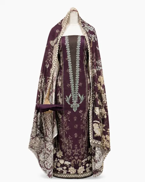 Zam Zam Plum Damask Floral Panel