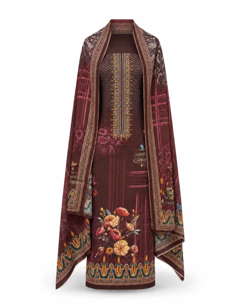 Zam Zam Maroon Pixel Floral