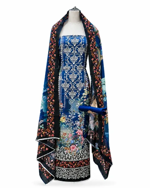 Zam Zam Navy Damask Floral